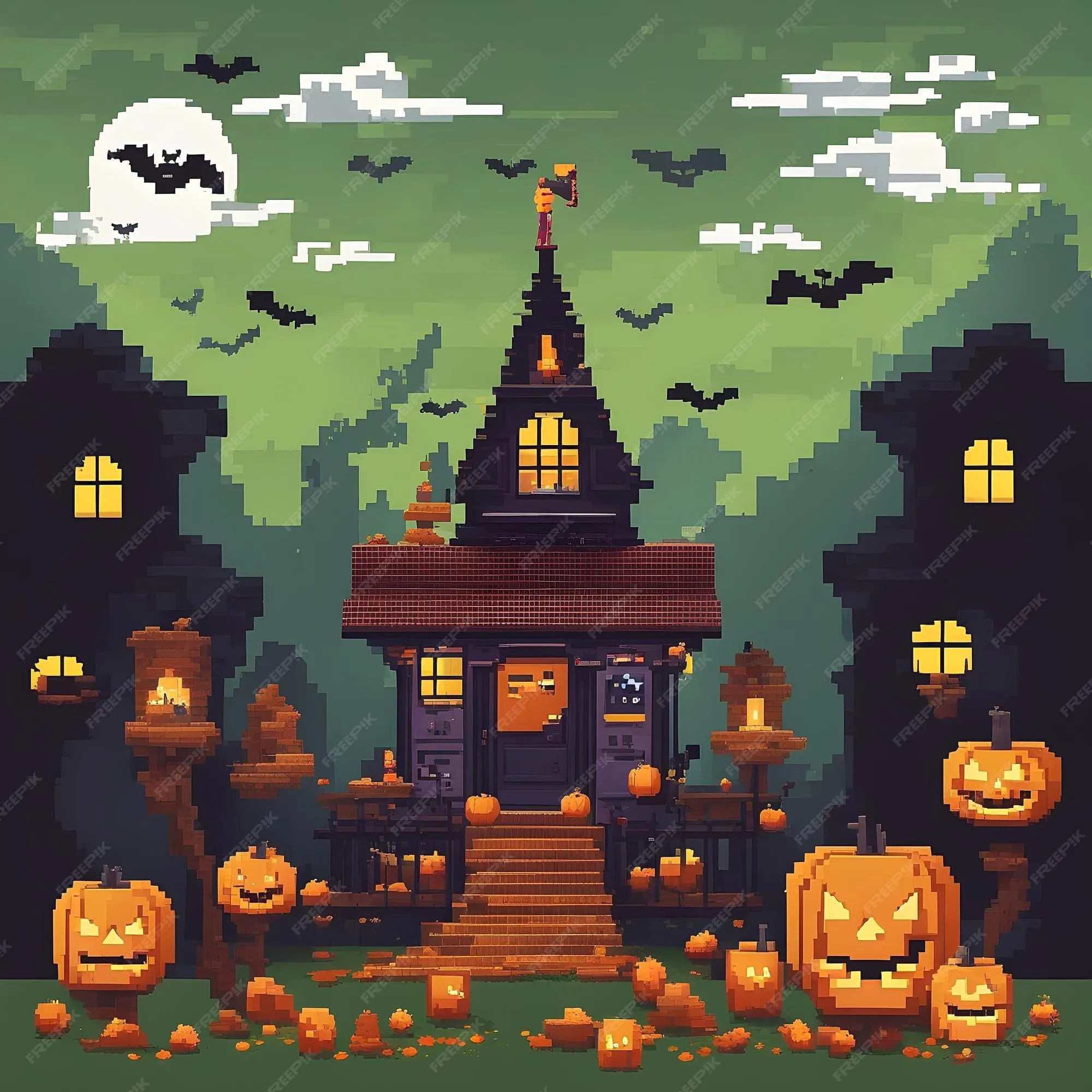 Píxel de ilustración de halloween en movimiento | Foto Premium