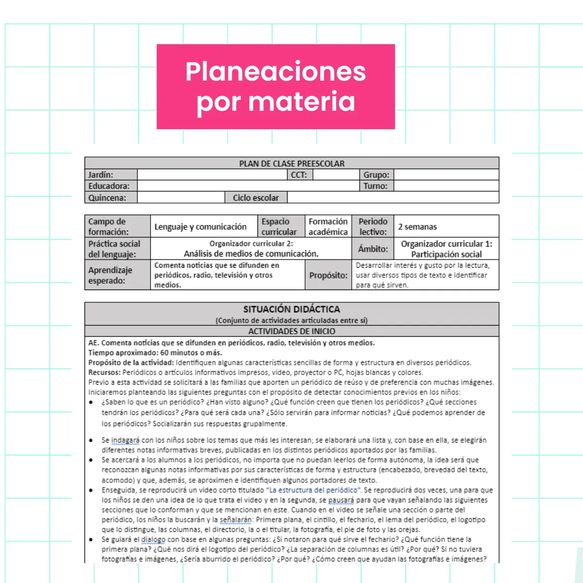 Planeaciones de preescolar PLAN 2017 – Hediec Digital