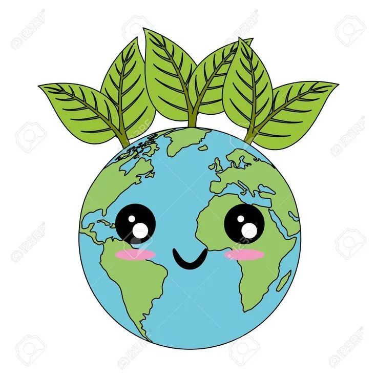 Planeta de tierra kawaii con icono de hojas sobre fondo blanco ilustración  de vector de diseño colorido Fot… | Earth drawings, Save earth drawing,  Earth day drawing