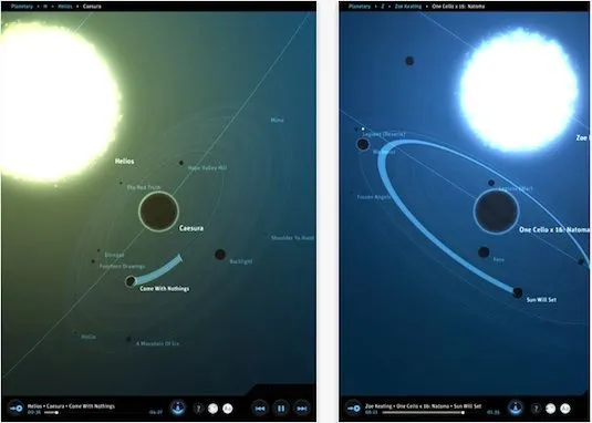 Planetary, un impresionante reproductor galáctico para iPad