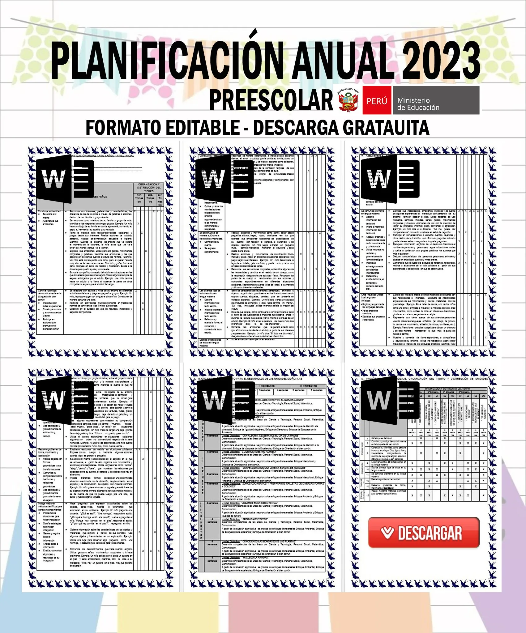 Planificación Anual 2023 - Preescolar. ~ Materiales Educativos