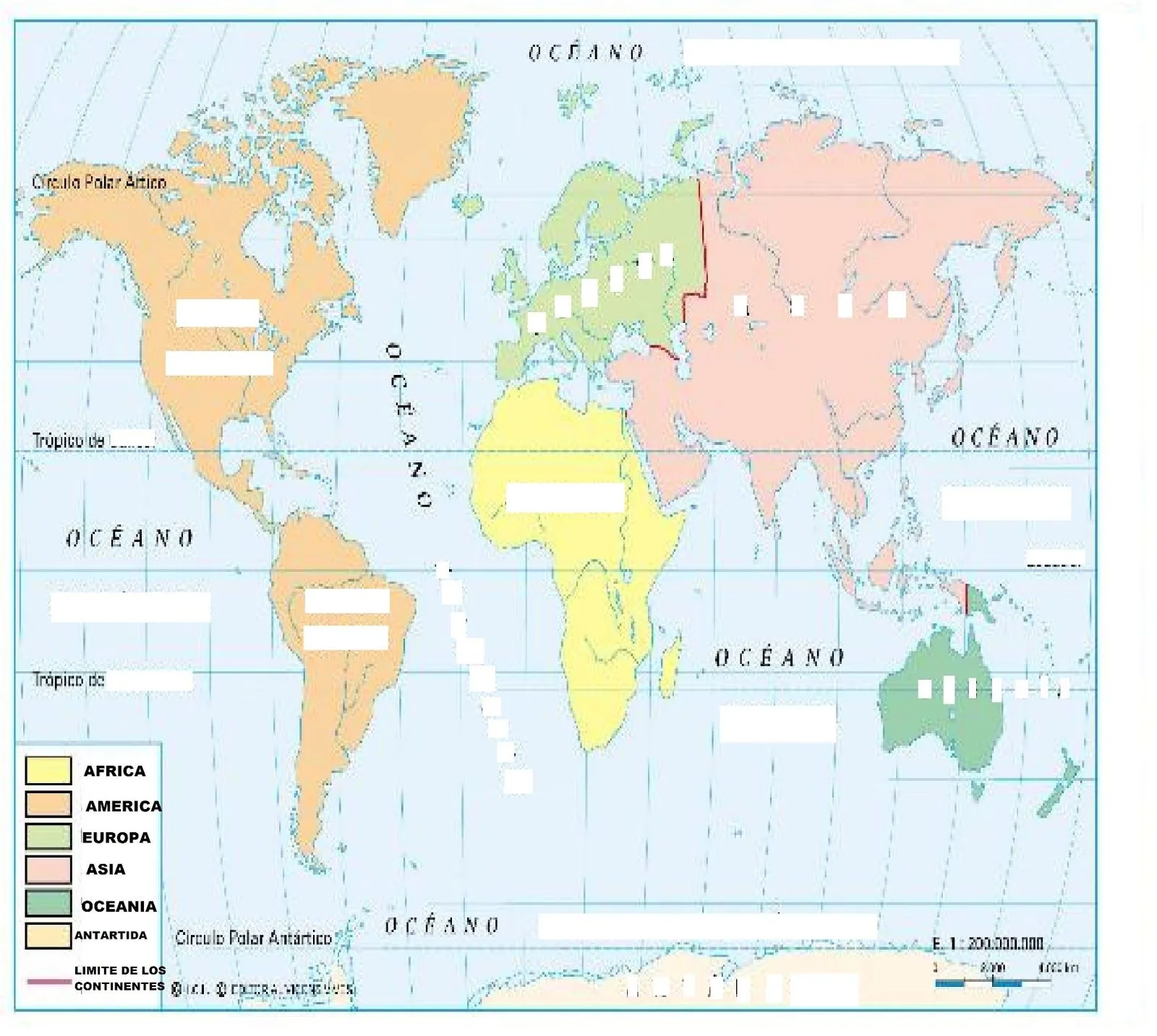 Planisferio con continentes con nombres - Imagui