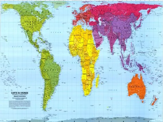 Planisferio con nombre de los continentes - Imagui