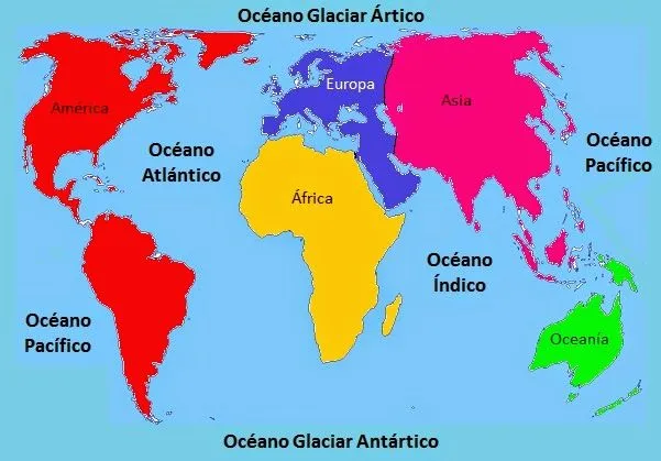 Continentes y oceanos planisferio - Imagui