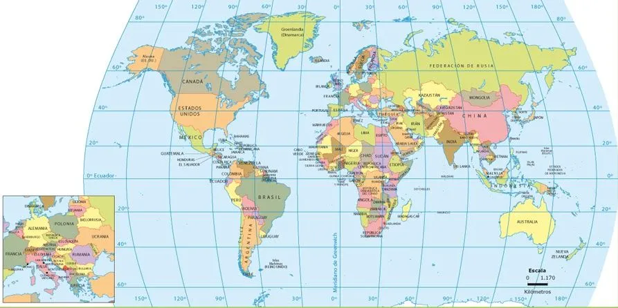 Planisferio con continentes y oceanos - Imagui
