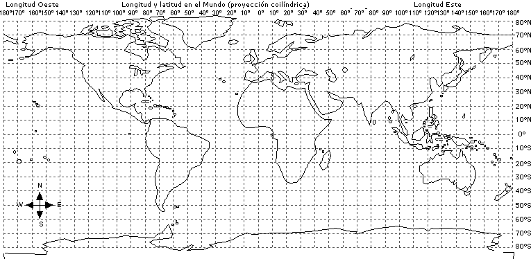 El planisferio con las coordenadas geograficas PARA COLOREAR - Imagui