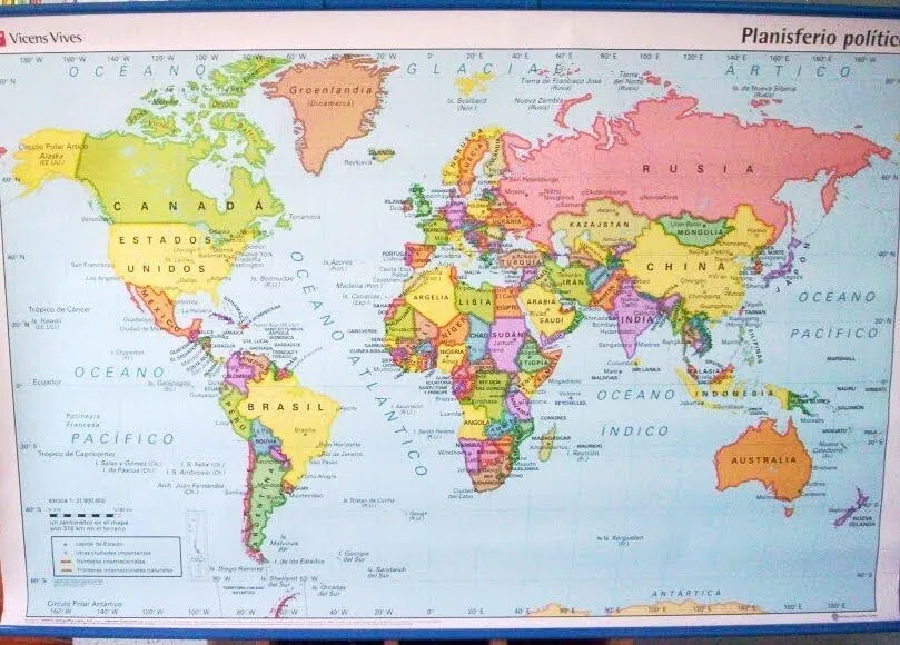 Mapa planisferio fisico con nombres - Imagui