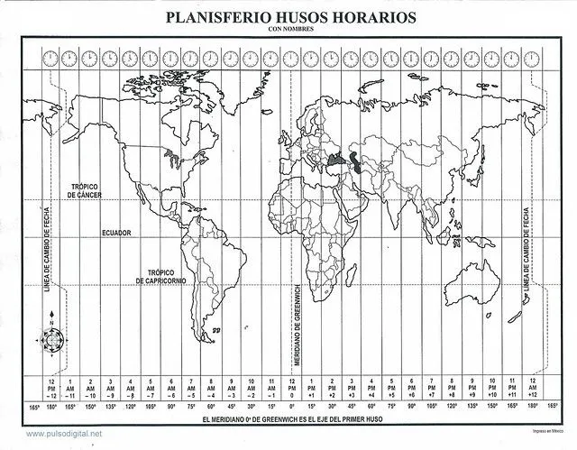 El mapa del planisferio con nombresy sus horarios - Imagui