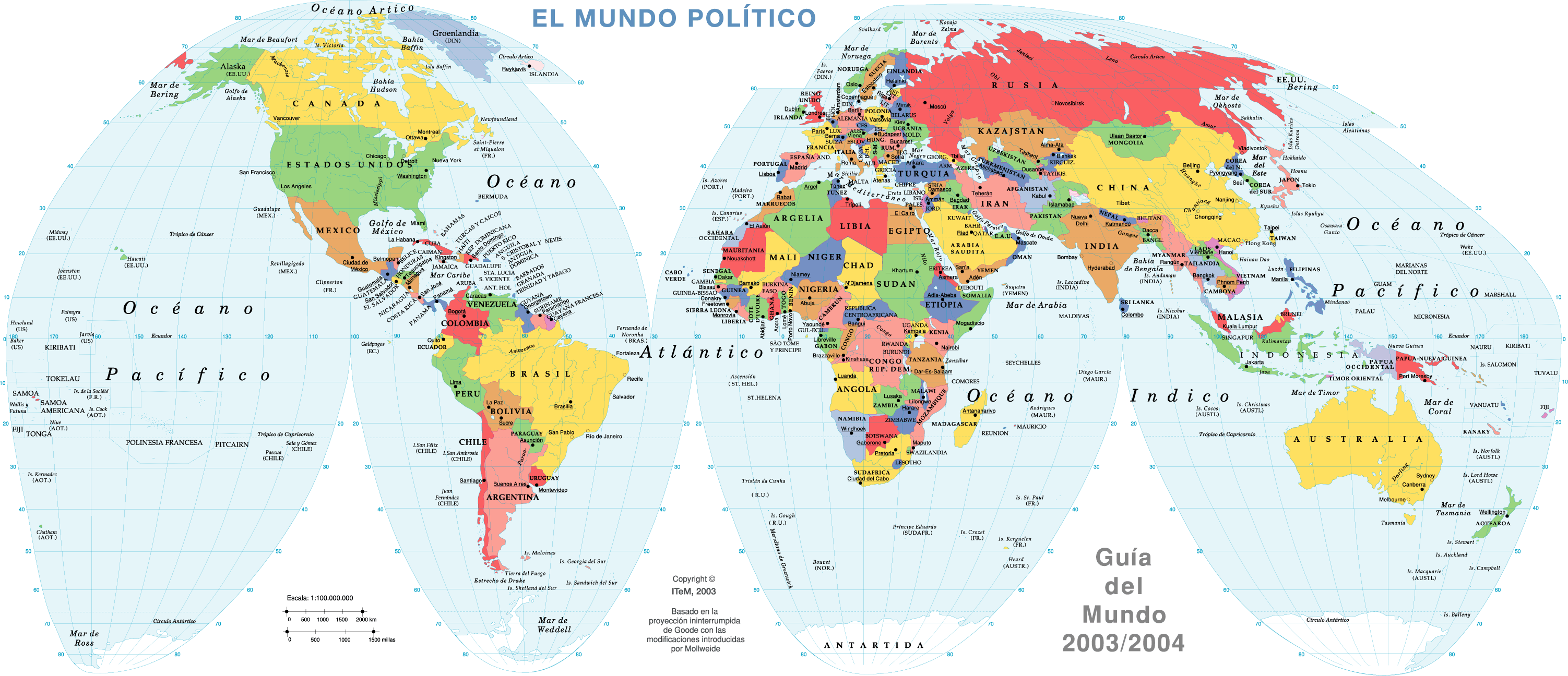 PLANISFERIO MAPA DEL MUNDO MAPAMUNDI Mapa Político del Mundo Paises
