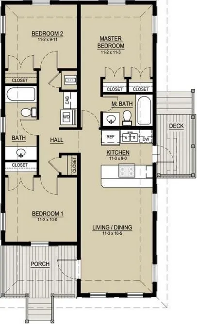 Plano de casa elevada de 3 dormitorios y 1 piso | Planos de Casas