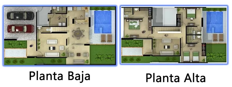 Plano de casa de con jardin y piscina | Planos de casas