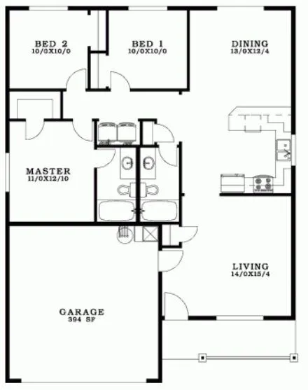plano de casas 2-3 dormitorios » Planos de Casas Gratis