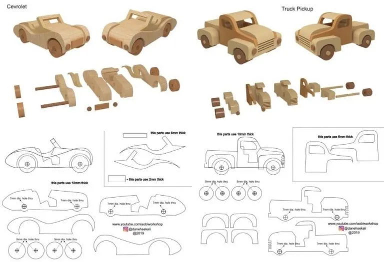 Planos de carros a escala: Vehículos para fabricar en madera