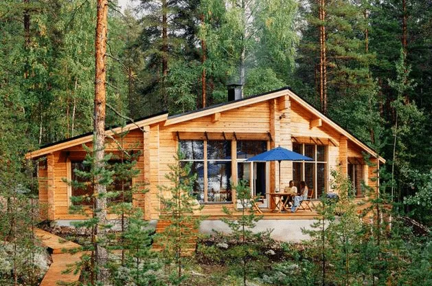 Planos Casas de Madera Prefabricadas: Cabaña de Madera Para Bosque Planos Casas de Madera Prefabricadas: Cabaña de Madera Para Bosque