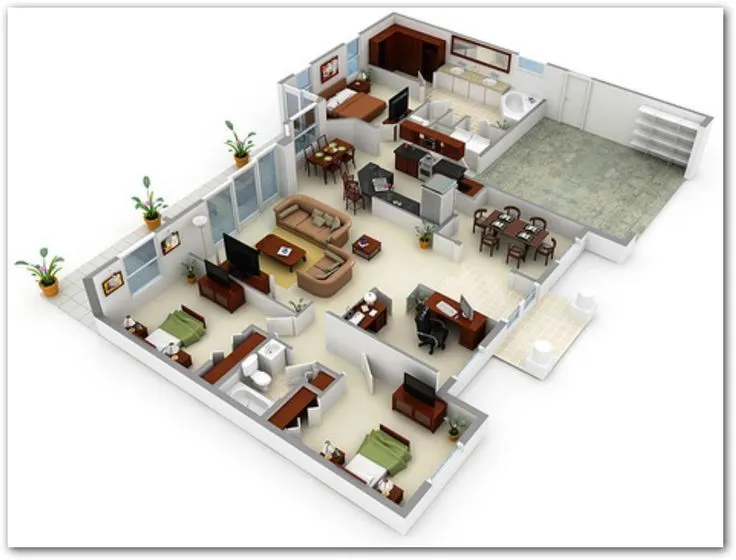 planos de casas sencillas de 3 habitaciones - Buscar con Google ...