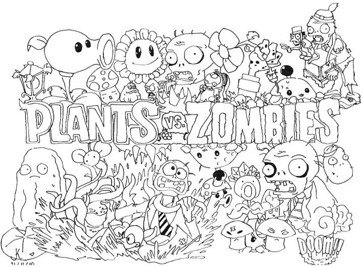 Dibujos para pintar de plantas contra zombies 3 - Imagui