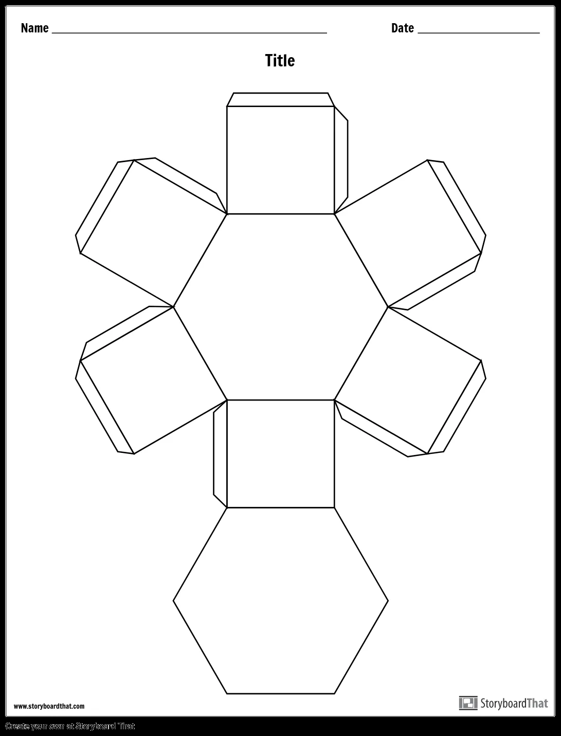 Plantilla de Cubo de Historia Hexagonal Storyboard