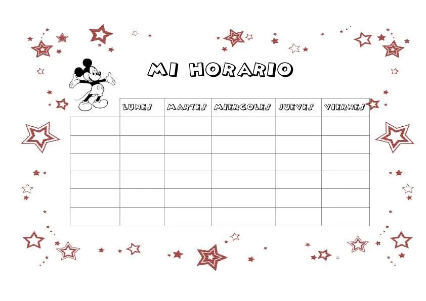 plantilla de horarios borde estrellas rojas plantilla de horarios borde estrellas rojas