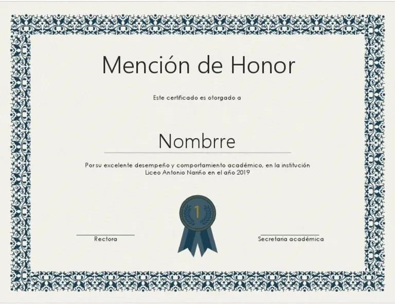 Plantilla Mencion de Honor | PDF