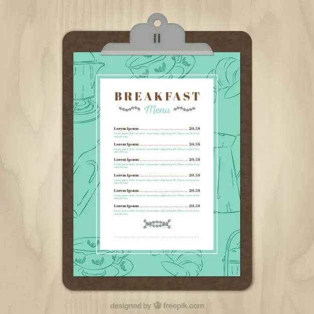 Plantilla de menu de desayuno | Descargar Vectores gratis