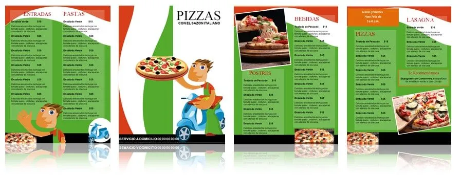 Plantilla para menú de Pizzas – Pizzería | Menus de Restaurantes ...