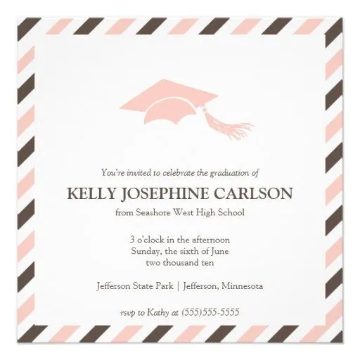Plantilla rayada de la invitación de la graduación de Zazzle. Plantilla rayada de la invitación de la graduación de Zazzle.