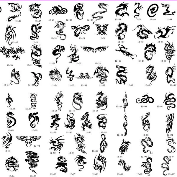 100 dragones diseños del tatuaje del aerógrafo plantilla plantilla ...