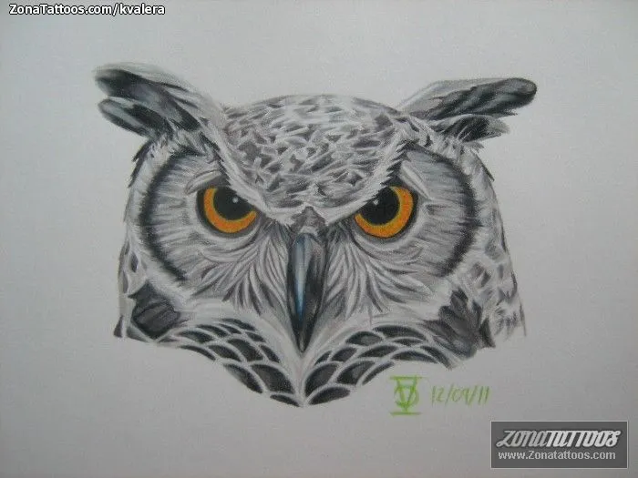 Plantilla/Diseño Tatuaje de Kvalera - Búhos Aves Animales
