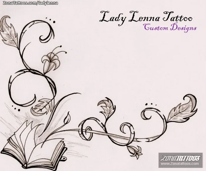 Plantilla/Diseño Tatuaje de LadyLenna - Libros Enredaderas