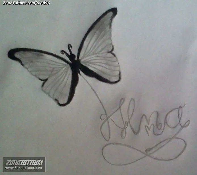 Plantilla/Diseño Tatuaje de sion96 - Mariposas Letras Infinitos
