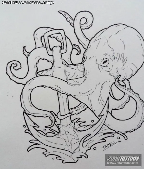 Plantilla/Diseño Tatuaje de tadeo_arango - Pulpos Anclas Animales