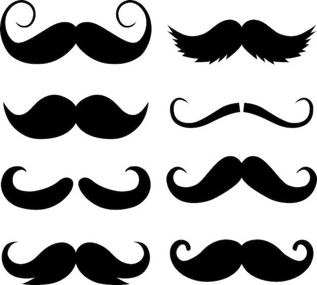 Plantillas de bigote negro de diferentes estilos. | Vector Premium