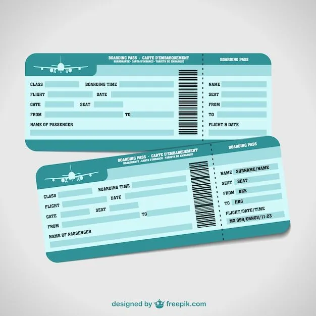 Plantillas de billetes de avión | Descargar Vectores gratis