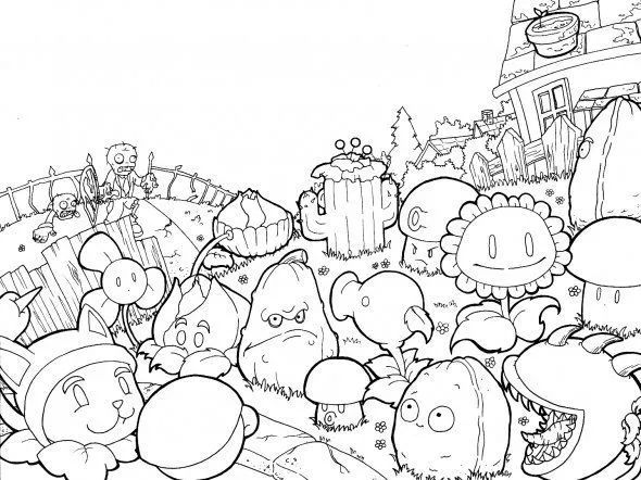 Plants Vs Zombies Hard Coloring Pages for Kids | Halloween ...