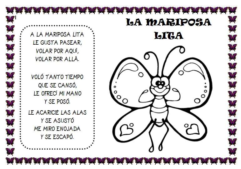 Plastificando ilusiones: Poesía de la primavera "La mariposa Lita"