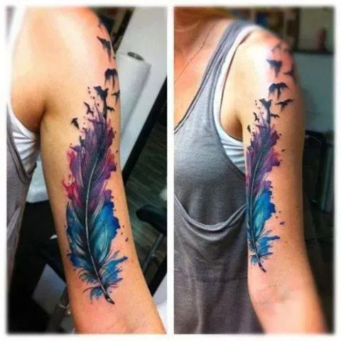 pluma en acuarela | tatuajes | Pinterest