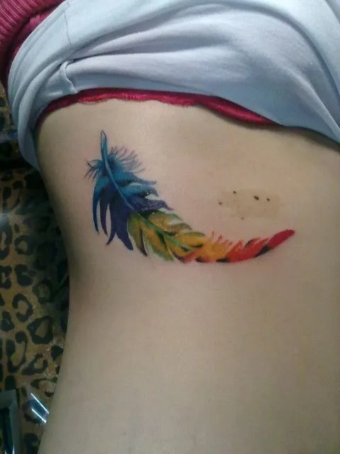 Tatuajes de plumas con colores - Imagui