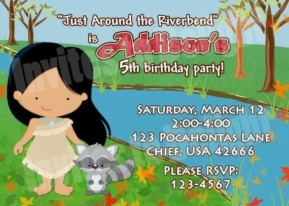 Pocahontas personalizada invitación de por InvitestoDelight en Etsy