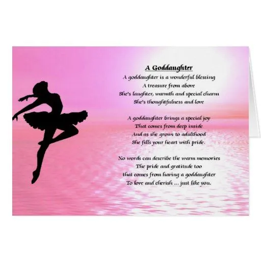 Poema de la ahijada de la bailarina tarjetón | Zazzle
