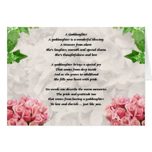 Poema de la ahijada de las flores tarjeta de felicitación | Zazzle