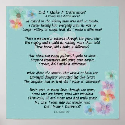 Poema jubilado de la enfermera "diferencié? " Poster | Zazzle