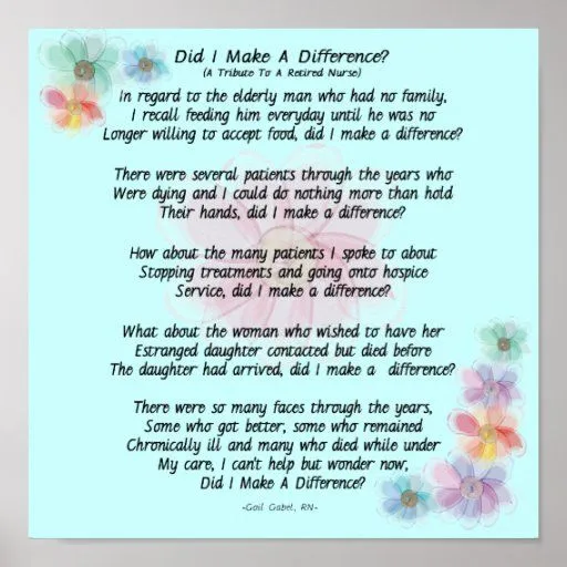 Poema jubilado de la enfermera "diferencié? " Posters | Zazzle