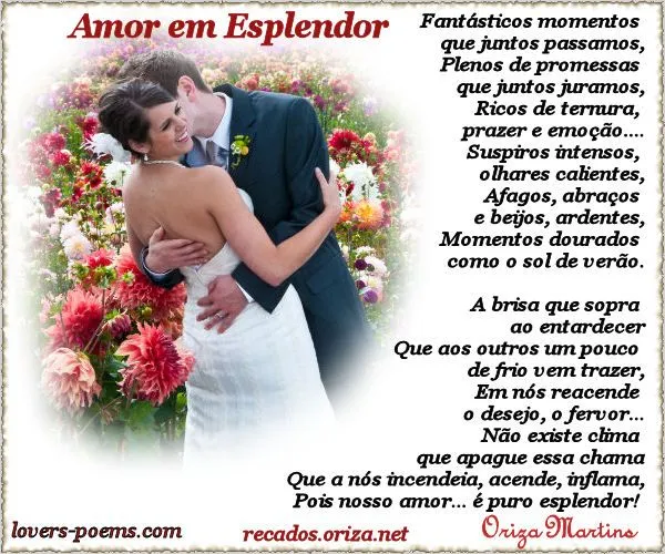 PORTUGUÊS: Amor em Esplendor – Poema de Oriza Martins | lovers ...