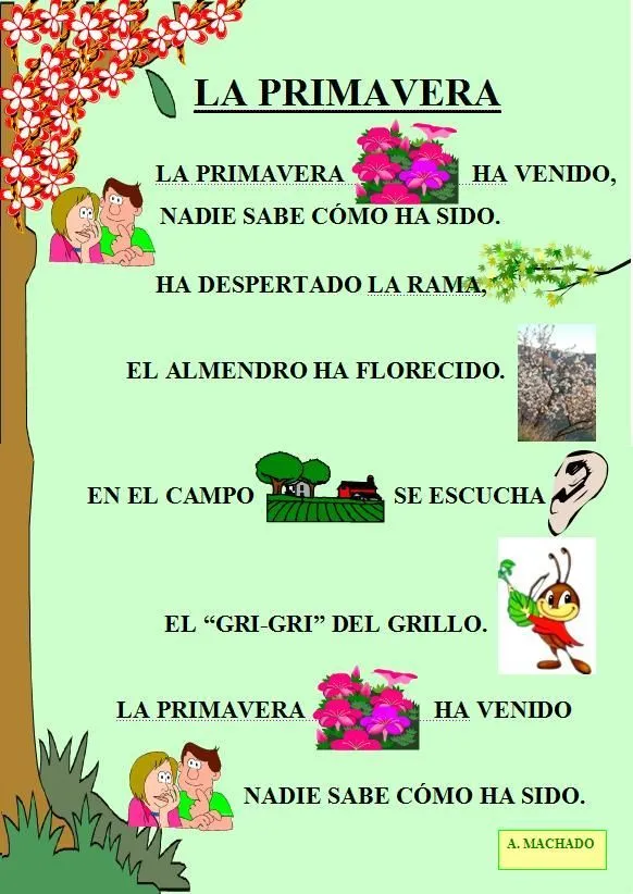 Poema ala primavera para niños - Imagui