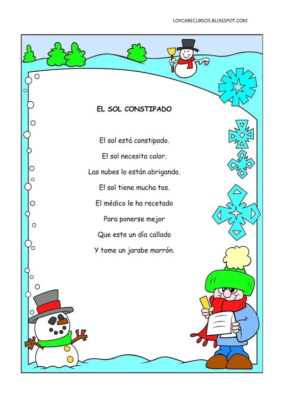 Poemas y rimas infantiles del invierno para niños | Poemas, Rimas ...