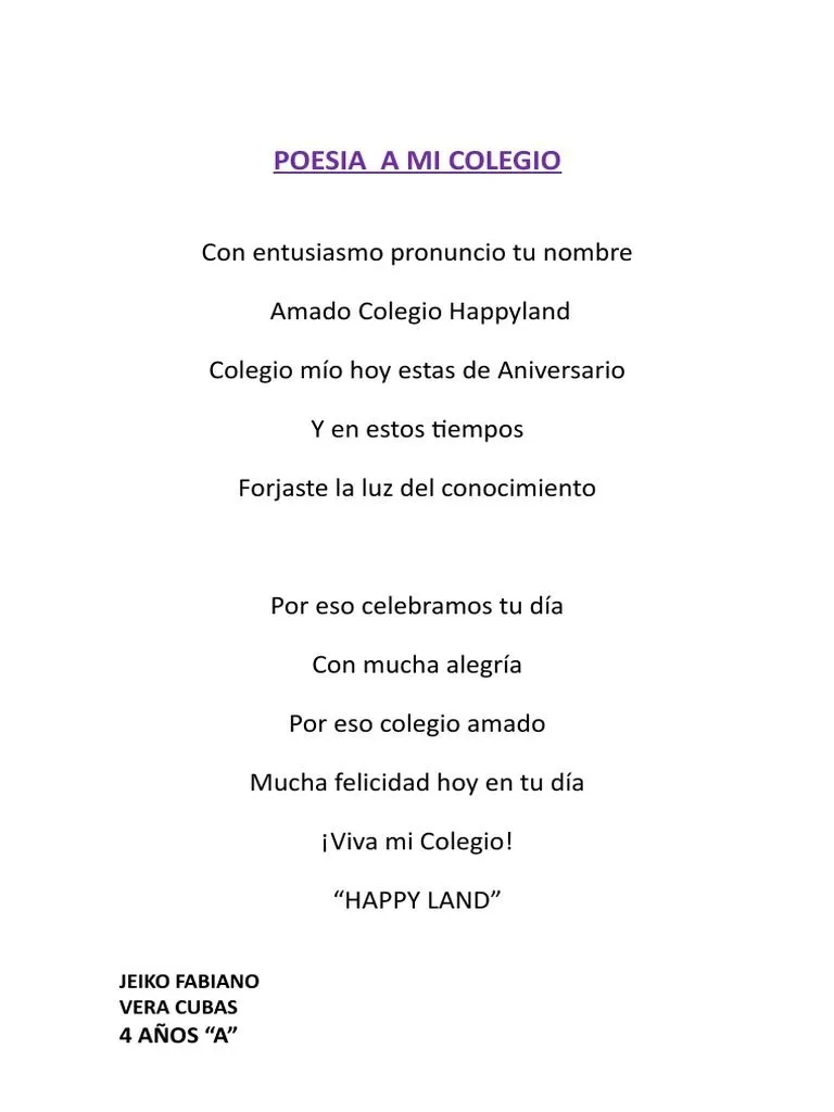 Poesia A Mi Colegio | PDF