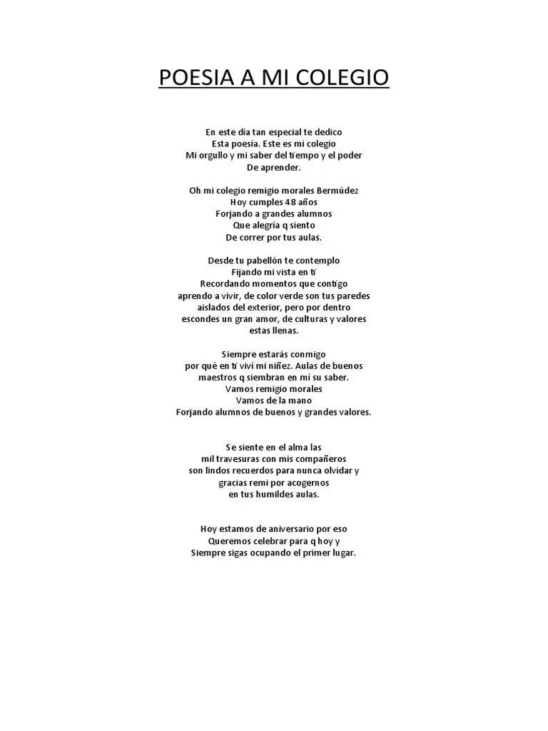 Poesia A Mi Colegio | PDF