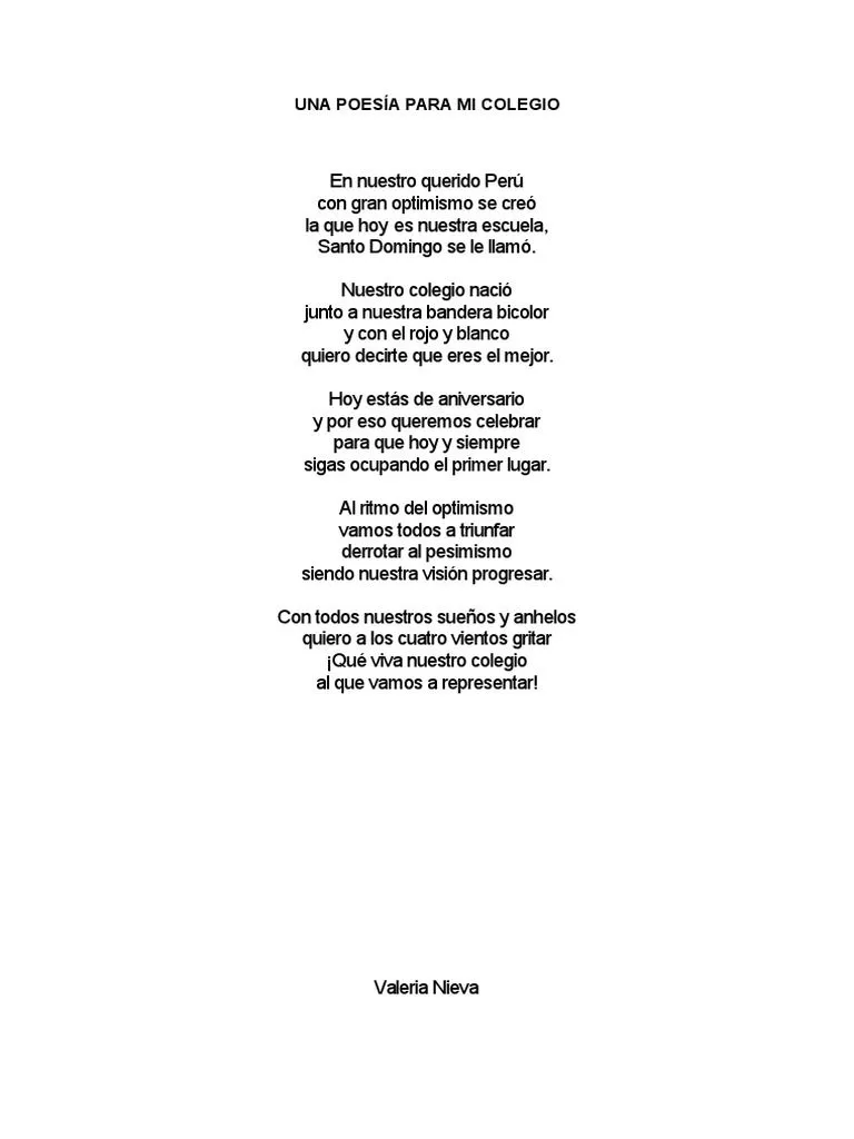 Una Poesía para Mi Colegio | PDF