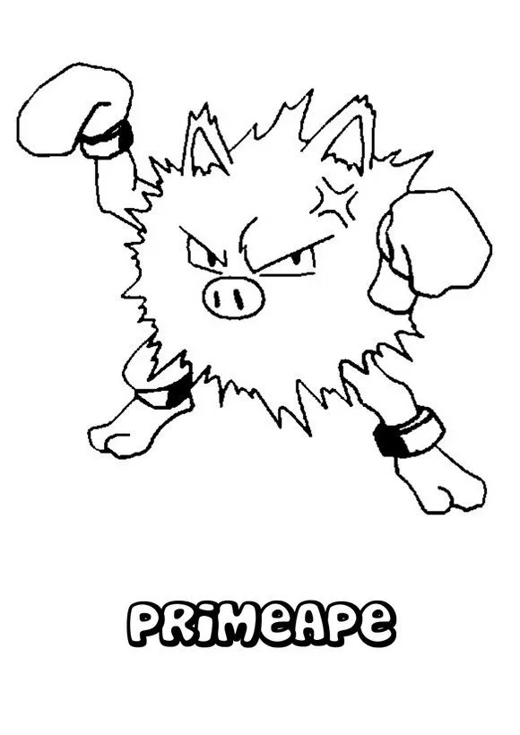Dibujos para pintar POKEMON LUCHA, Pokemon Primeape para imprimir
