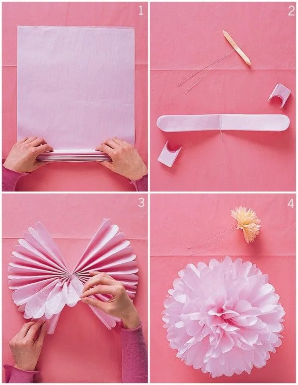 01 Pompones de papel de seda | Creatividades manuales | Pinterest ...